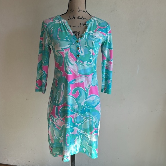 Lilly Pulitzer Alessia Tropical Pink Sands Dress Size XS - Picture 3 of 12